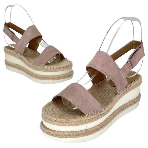 Marc Fisher LTD Platform Sandals 7.5M Gallia Pink Suede Jute Wrapped Slingback - Picture 11 of 13